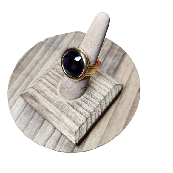 18K Gold Plated Stainless Steel Ring | Purple CZ Stone | Size 7.5 | 2 for $40 - Picture 5 of 7